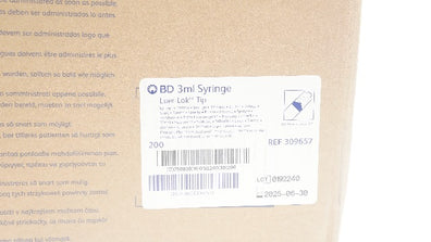 BD 309657 Plastipak 3ml Syringe Luer-Lok Tip - Box of 200